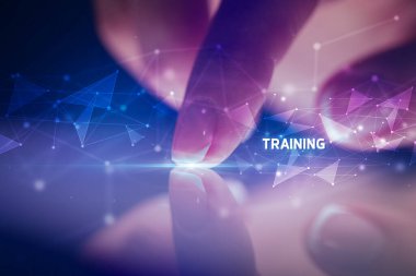 Eğitim yazısıyla tablete dokunmak, iş kavramı