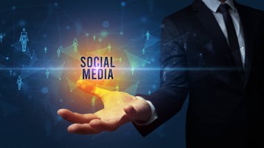 Sosyal medya yazıtları, sosyal ağ konsepti.