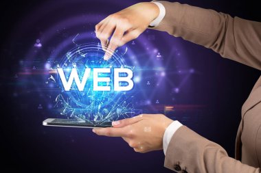 Web 'in kısaltması olan dokunmatik ekrana yakın çekim, modern teknoloji kavramı