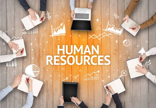 Group Busy People Working Office Human Resources Inscription Succesfull Business — Stock Photo, Image