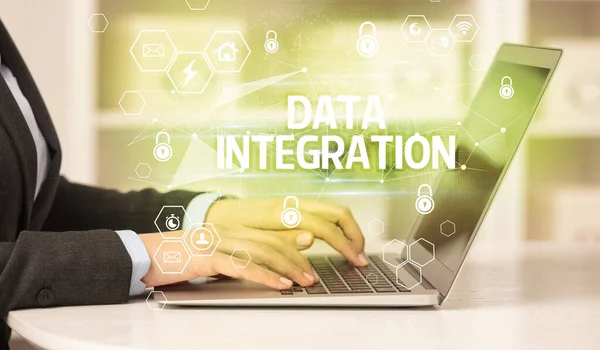 Data Integration Inscription Laptop Internet Security Data Protection Concept Blockchain — Stock Photo, Image