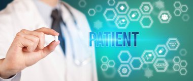 Bir doktorun sana hasta yazıtlı, tıbbi konseptli bir hap vermesi.