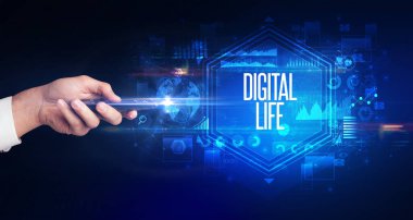 Dijital Yaşam Yazıtı ve siber güvenlik kavramına sahip kablosuz ağ.