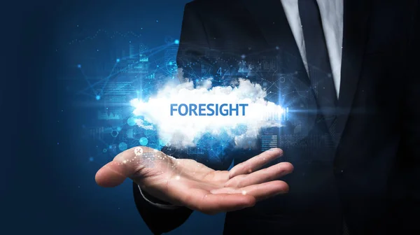 Hand Businessman Holding Foresight Inscription Successful Business Concept — Stock Photo, Image
