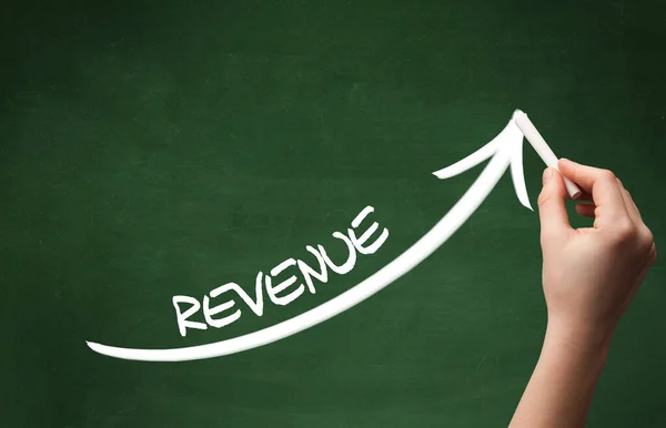 Handtekening Revenue Inscriptie Met Wit Krijt Schoolbord Business Concept — Stockfoto