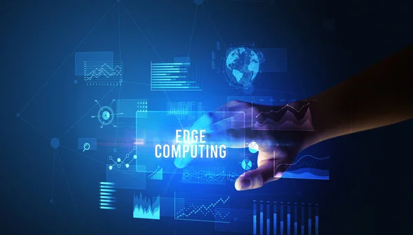 Hand Berühren Edge Computing Inschrift Neue Business Technologie Konzept — Stockfoto