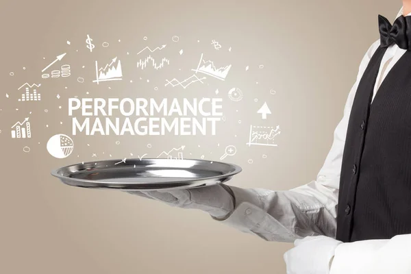 Waiter Serving Business Idea Concept Performance Management Inscription — Stock Photo, Image