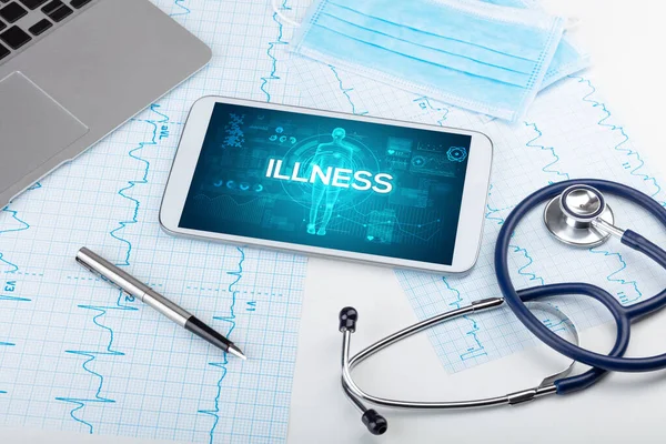 Tablet Doctor Tools Illness Inscription Coronavirus Concept — Stock Photo, Image