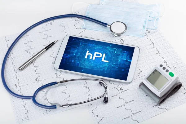 Close View Tablet Hpl Abbreviation Medical Concept — Stock Photo, Image