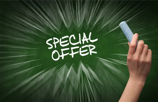 Hand Drawing Special Offer Inscription White Chalk Blackboard Online Shopping — Stock Photo, Image