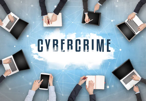 Grupo Personas Que Tienen Una Reunión Con Cybercrime Inspiración Concepto —  Fotos de Stock