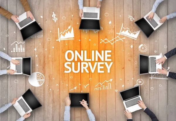 Group Busy People Working Office Online Survey Inscription Succesfull Business — Stock Photo, Image