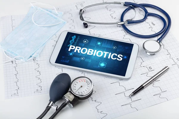 Tabletki Sprzęt Medyczny Napisem Probiotics Koncepcja Profilaktyki — Zdjęcie stockowe