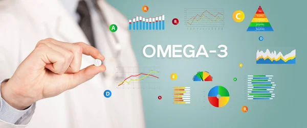 Nutritionist Giving You Pill Omega Inscription Healthy Lifestyle Concept — Stock Photo, Image