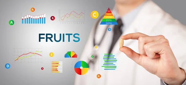 Nutritionist Giving You Pill Fruits Inscription Healthy Lifestyle Concept — Stock Photo, Image
