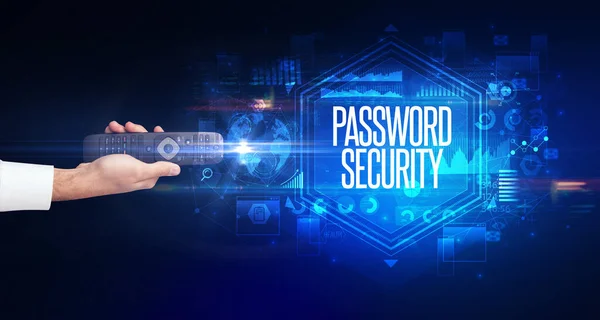 Obsługa Bezprzewodowych Urządzeń Peryferyjnych Napisem Password Security Koncepcja Bezpieczeństwa Cybernetycznego — Zdjęcie stockowe
