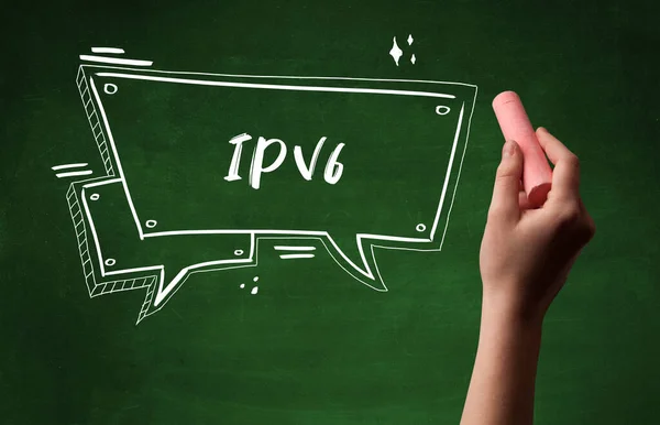 stock image Hand drawing IPV6 abbreviation with white chalk on blackboard