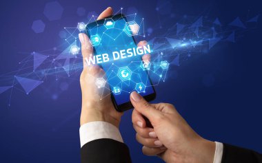 WebB DESIGN yazıtlı akıllı telefon, modern teknoloji konsepti
