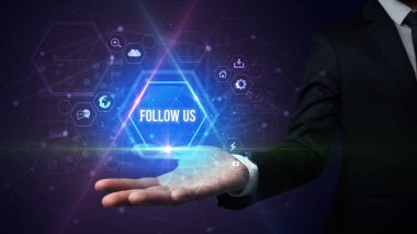 İnsan eli ele tutuşması Yazıyı takip et, sosyal medya kavramı