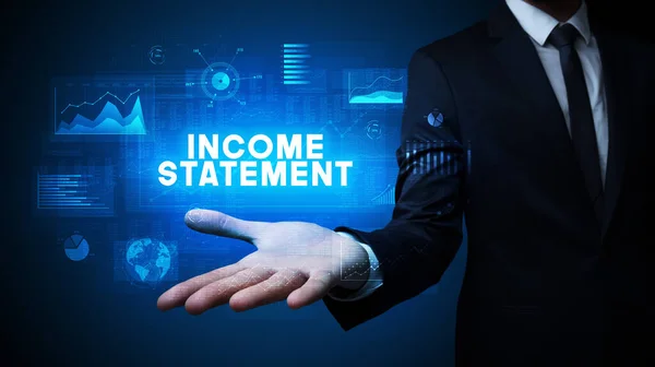 Hand Businessman Holding Income Statement Inscription Business Success Concept — Stock Photo, Image