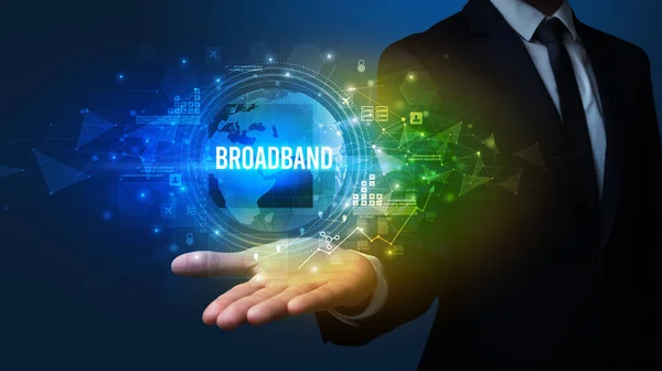 Elegante Mano Broadband Iscrizione Concetto Tecnologia Digitale — Foto Stock
