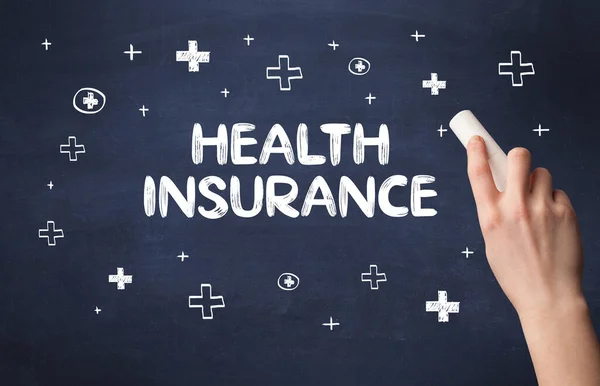 Hand Drawing Health Insurance Inscription White Chalk Blackboard Medical Concept — Stock Photo, Image