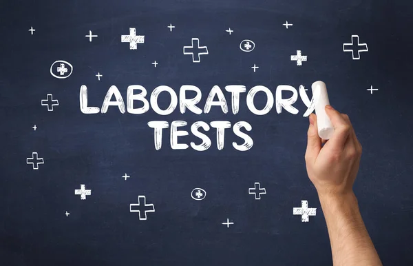 Handritning Laboratoria Tests Inskription Med Vit Krita Svarta Tavlan Medicinskt — Stockfoto