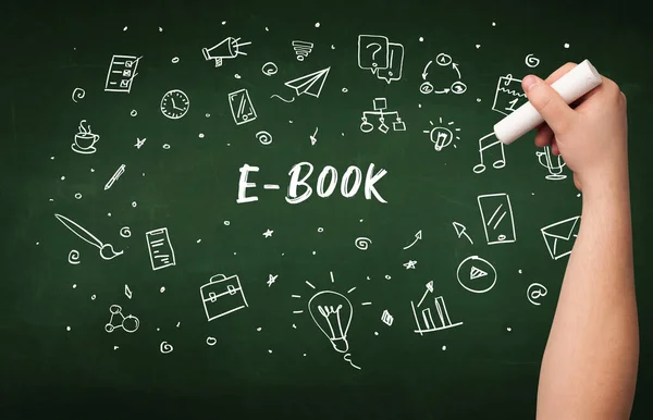 Handtekening Boek Inscriptie Met Wit Krijt Schoolbord Onderwijsconcept — Stockfoto