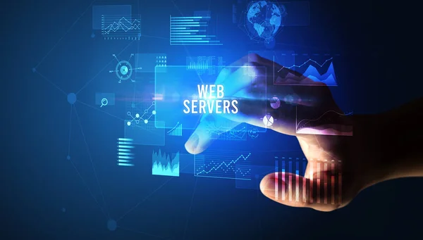 Toucher Main Web Servers Inscription Nouveau Concept Technologie Entreprise — Photo