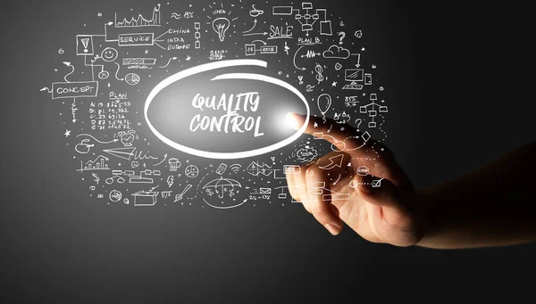 Beschriftung Der Quality Control Handgezeichnete Icons Businessplan Konzept — Stockfoto