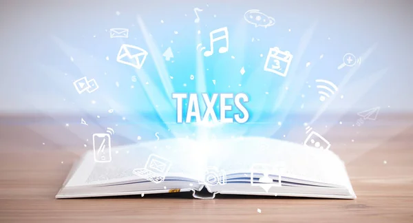 Opeen Book Tax Inscription Business Concept — 图库照片