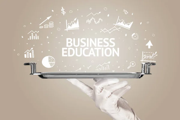 Cameriere Servizio Concetto Idea Business Con Iscrizione Business Education — Foto Stock