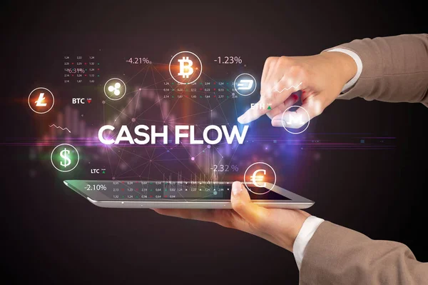 Cash Flow Yazıtlı Bir Dokunmatik Ekran Fırsatı Kavramı — Stok fotoğraf