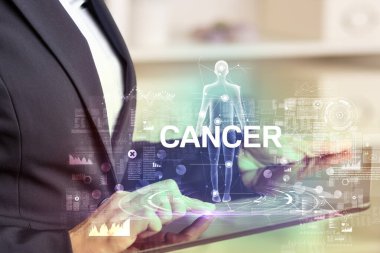 CANCER yazıtlı elektronik tıbbi kayıt, tıbbi teknoloji konsepti