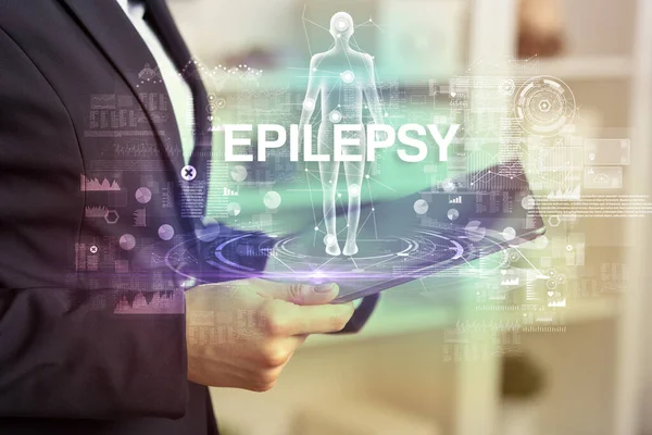 Elektroniska Journaler Med Epilepsy Inskription Medicinsk Teknik Koncept — Stockfoto