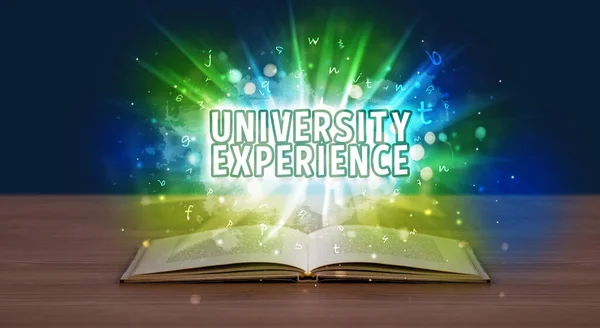 Experience Univerzity Nápis Vycházející Otevřené Knihy Vzdělávací Koncepce — Stock fotografie