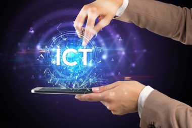 ICT kısaltmalı dokunmatik ekran, modern teknoloji konsepti