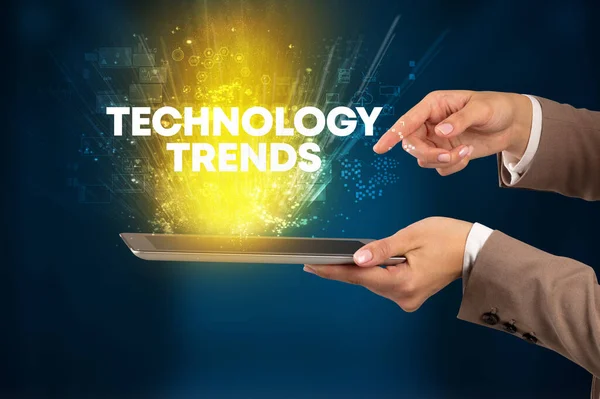Close Touchscreen Technology Trends Inscription Innovative Technology Concept — Stock Photo, Image
