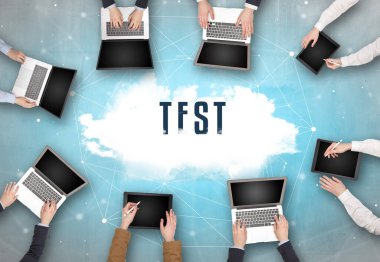 TEST içgüdü, web güvenlik konsepti ile toplantı yapan bir grup insan