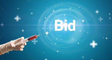 Şırınga iğnesi ile virüs aşısı ve teklif kısaltması, panzehir konsepti