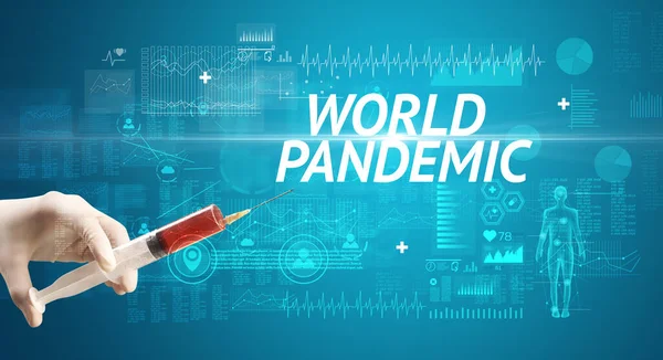 Syringe Needle Virus Vaccine World Pandemic Inscription Antidote Concept — Stock Photo, Image