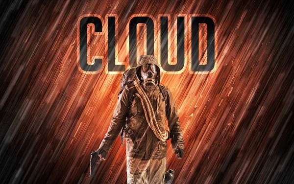 Mysterious Man Cloud Inscription Online Security Concept — Stock Photo, Image