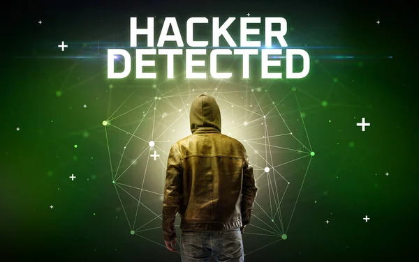 Mysterious Hacker Hacker Detected Inscription Online Attack Concept Inscription Online — Stock fotografie