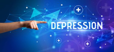 Kesilmiş elin Depresyon yazıtlarına, tıbbi konsepte yakın çekimi