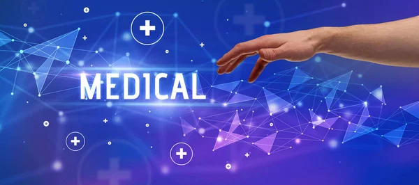 Close Van Bijgesneden Hand Wijzend Medical Inscriptie Medisch Concept — Stockfoto
