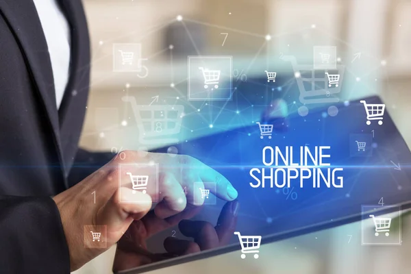 Ung Person Gör Ett Köp Online Shopping Ansökan Med Online — Stockfoto