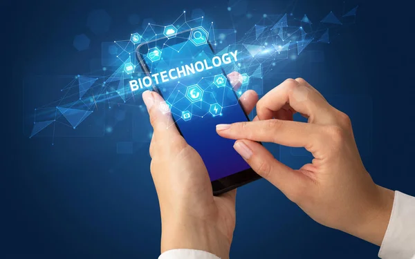 Biotechnology Yazıtlı Akıllı Telefon Modern Teknoloji Konsepti — Stok fotoğraf