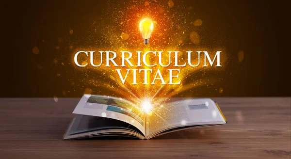 Curriculum Vitae Inscrição Saindo Livro Aberto Conceito Educacional — Fotografia de Stock