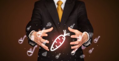 Havuç ikonu, sağlıklı yemek teslimatı konsepti.