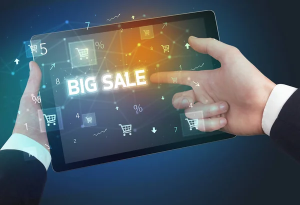 Zbliżenie Tabletu Napisem Big Sale Koncepcja Zakupów Online — Zdjęcie stockowe